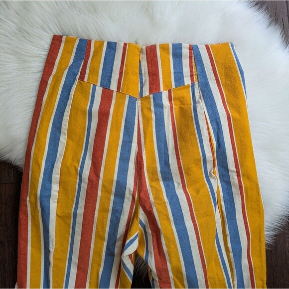 Free People Real Deal Front Spilt Flare Striped Pants L Large Bell Bottoms - Picture 6 of 7
